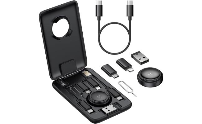 Mcdodo 8-in-1 Multi-Functional Digital Storage Case, Appl-eWatch Charger, Type-C Cable, TYPE-C to TYPE-A, Micro USB/Lighting Converter, Nano SIM Card Slot, SD Card Slot, Card Pins, Data Transfer, Fast